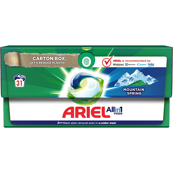 Ariel All in 1 Pods Mountain Spring Gelkapseln zum Waschen von Weiß- und Buntwäsche 31 Stück