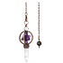 Amethyst Merkaba Pendel + Klarquarz + Bronze, Natursteinanhänger 7,7 cm, Kette ca. 26,5 cm
