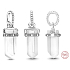 Charm Sterlingsilber 925 Milchweißer Amulett, Pendel Imitation Kristall, Anhänger für Armband