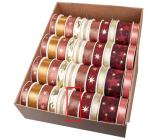 Ditipo Weihnachts-Stoffband mit Draht Dunkelrot, Goldfäden 3 m x 25 mm