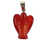 Roter Achat Schutzengel Anhänger Naturstein 2 - 2,2 cm, verleiht Mut und Stärke