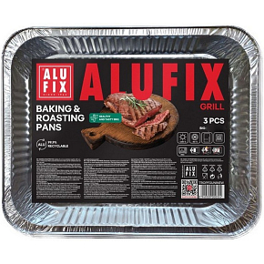 Alufix universelle Aluminium-Grillpfanne 32 x 26 x 4,5 cm, 3 Stück