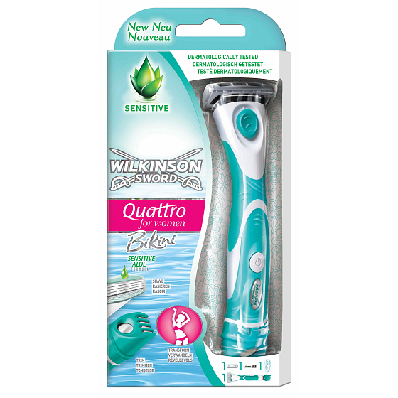 Wilkinson Quattro für Frauen Bikini Rasierer und 1 Ersatzkopf