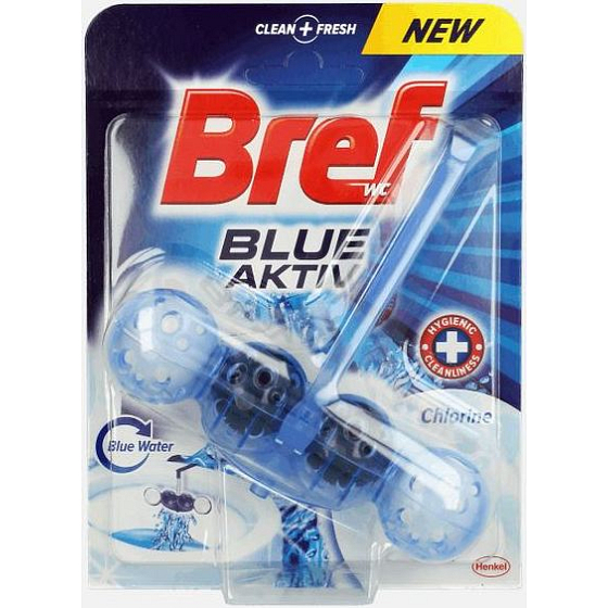 Bref Blue Aktiv Chlor WC-Block für hygienische Sauberkeit und Frische Ihrer Toilette, färbt das Wasser auf einen blauen Farbton von 50 g
