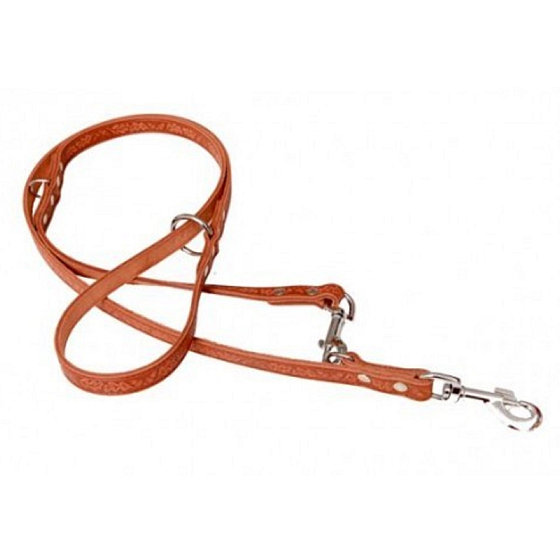 B & F Leder Leine Schalter Grazl Muster Eichel Blatt Farbe Cognac 1,8 x 240 cm