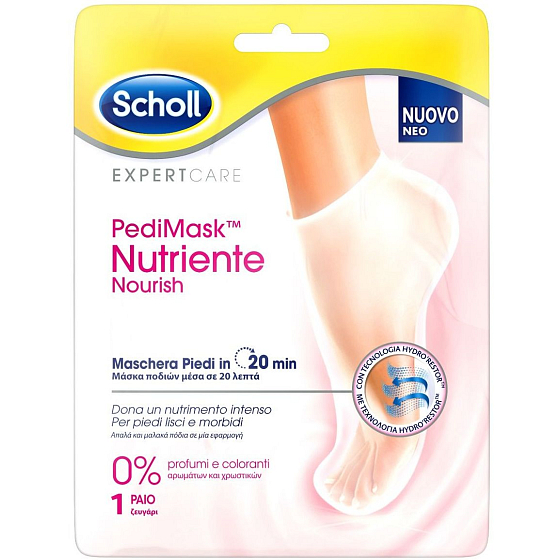 Scholl PediMask Expert Care Kokosöl 20 Minuten pflegende Fußmaske mit Kokosöl, 1 Paar Slip-On-Socken