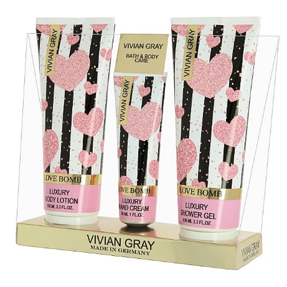Vivian Grey Love Bomb Körperlotion 100 ml + Duschgel 100 ml + Handcreme 30 ml, Kosmetikset