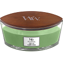 WoodWick Hemp & Ivy - Duftkerze nach Hanf und Efeu mit breitem Holzdocht und Bootsdeckel 453 g