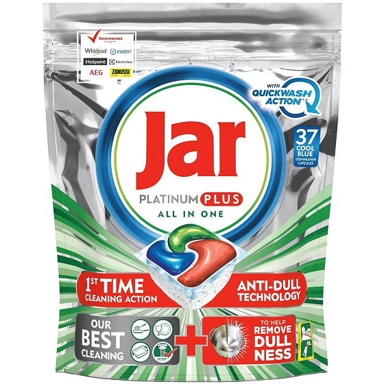 Jar Platinum Plus All-in-One-Schnellwaschaktion Cool Blue Geschirrspülkapseln 37 Stück