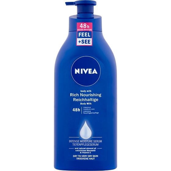 Nivea Body Milk Reichhaltige pflegende Körperlotion für sehr trockene Haut mit einer 625 ml Pumpe
