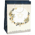 Ditipo Geschenkpapiertüte 18 x 8 x 24 cm Kraft Weihnachten blau-beige - Kranz