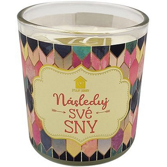 Nekupto Cosy home Follow your dreams Geschenk-Duftkerze im Glas 9 x 9,5 cm