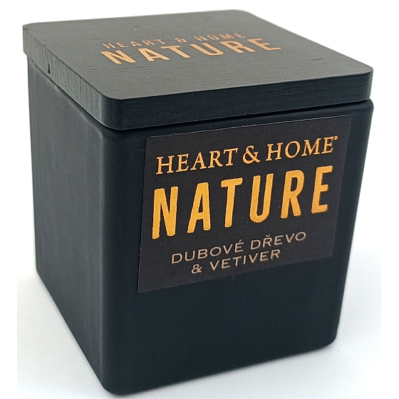 Heart & Home Nature Eichenholz- und Vetiver-Duftkerze Glas, Brenndauer bis zu 20 Stunden 80 g