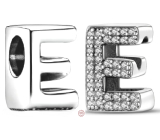 Sterling Silber 925 Alphabet Buchstabe E, Perle für Armband