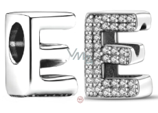 Sterling Silber 925 Alphabet Buchstabe E, Perle für Armband