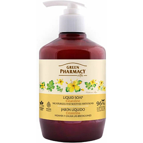 Green Pharmacy Schöllkraut und Lindenblüten flüssige Seife mit Spender 460 ml
