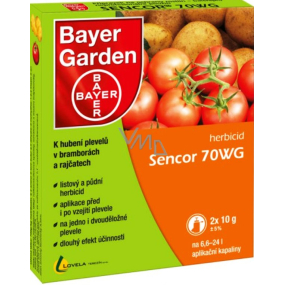 Bayer Garden Sencor 70 WG Unkrautbekämpfungsprodukt in Kartoffeln, Tomaten 2x10 g
