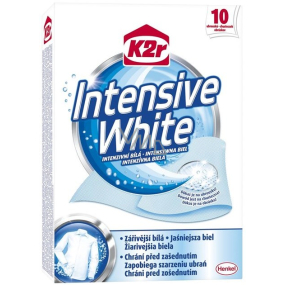 K2r Intensive White Intensive weiße, einzigartige Bleichtücher wirken der Vergrauung der Wäsche entgegen und stellen die hellweiße Farbe von 10 Tüchern wieder her