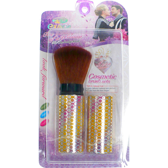 EBM Exmon Kosmetikpinsel mit synthetischen Borsten für Puder gold und rosa 11,5 cm