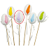 Weißes Plastikei, lila Federaussparung 6 cm + Spieße