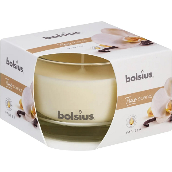 Bolsius True Scents Vanilla - Vanille-Duftkerze aus Glas 90 x 63 mm
