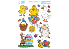 Bogen Osteraufkleber, Fensterfolie ohne Kleber Huhn mit Blume 33 x 24 cm