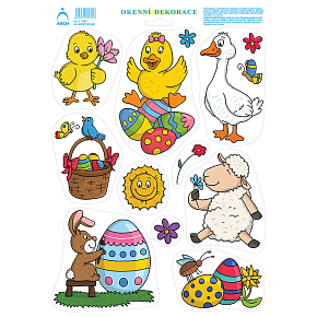 Bogen Osteraufkleber, Fensterfolie ohne Kleber Huhn mit Blume 33 x 24 cm