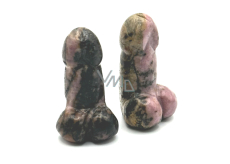 Rhodonit Penis für Glück, Naturstein zum Stehen ca. 3 cm, großer Herzensheiler
