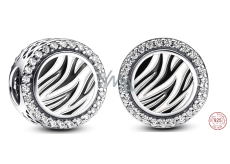 Charm Sterling Silber 925 Charm mit Zebradruck, Perle auf Armband Tier