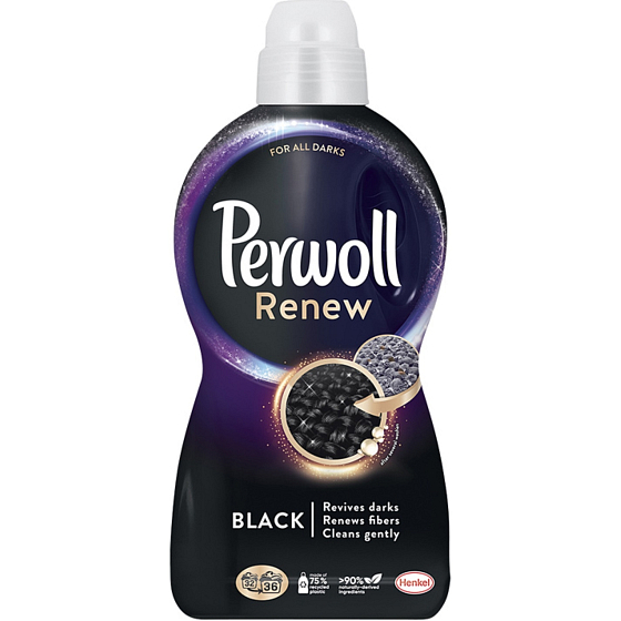 Perwoll Renew Black Waschgel stellt intensive schwarze Farbe wieder her, erneuert die Fasern 36 Dosen 1,98 l