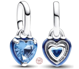 Charms Sterling Silber 925 Blue Heart - Mini Medaillon, Anhänger für Liebesarmband