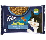 Felix Sensations Jellies Multipack Lachs und Kabeljau in aromatisiertem Gelee, Alleinfuttermittel für ausgewachsene Katzen 4 x 85 g