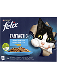Felix Fantastic Beutel für Katzen mit Lachs, Seezunge, Thunfisch und Kabeljau, 12 × 85 g