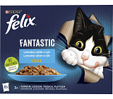 Felix Fantastic Beutel für Katzen mit Lachs, Seezunge, Thunfisch und Kabeljau, 12 × 85 g