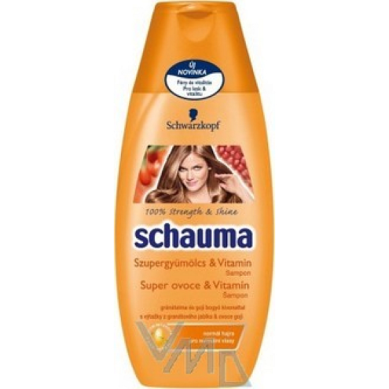 Schauma Super Fruit & Vitamin Shampoo für trockenes Haar bringt Glanz, Vitalität 250ml