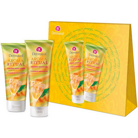Dermacol Aroma Ritual Mandarinen Sorbet erhebendes Duschgel mit Mandarinenöl 250 ml + Körperlotion 200 ml, Kosmetikset