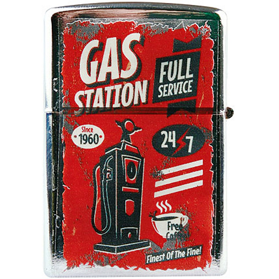Bohemia Gifts Retro-Benzinfeuerzeug aus Metall mit Tankstellendruck 5,5 x 3,5 x 1,2 cm