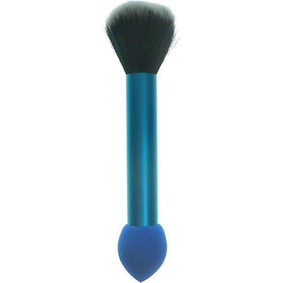 Jiajun Kosmetikpinsel mit synthetischen Borsten und Schaumstoffschwamm beidseitig blau 16 cm
