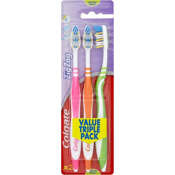 Colgate Zig Zag Mittlere mittlere Zahnbürste 3 Stück