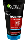 Garnier Pure Active 3in1-Reinigungsgel, Peeling und Maske mit Aktivkohle gegen Mitesser 150 ml