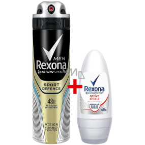 Rexona Men Sport Defense Antitranspirant Deodorant Spray 250 ml + Rexona Active Shield Ball Antitranspirant Deodorant Roll-On für Frauen 50 ml, Duopack