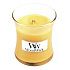 WoodWick Seaside Mimosa - Duftkerze Mimosa am Meer mit Holzdocht und Deckel Glas klein 85 g