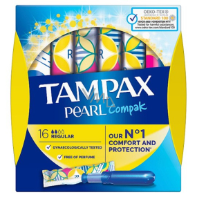 Tampax Compak Pearl Reguläre Frauentampons mit 16-teiligem Applikator