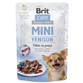 Brit Care Mini Venison Fillets In Gravy komplettes Super-Premium-Futter für erwachsene Hunde kleiner Rassen Beutel 85 g