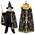 Rappa Halloween Kostüm Zauberumhang schwarz für Kinder, Länge 75 cm