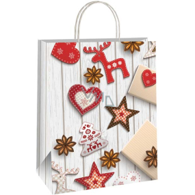 Ditipo Geschenkpapiertüte 22 x 10 x 29 cm Weihnachtsdekoration Holz, Holzornamente
