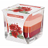 Emocio Hibiscus & White Sage - Hibiskus und weißer Salbei dreifarbige Duftkerze Glasprisma 80 x 80 mm, Brenndauer bis zu 32 Stunden