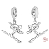 Charme Sterling Silber 925 Skiing Wonderful Journey, Anhänger am Armband Sport
