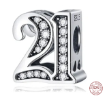 Charme Sterling Silber 925 21 Jahrestag, Perle auf Armband