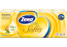 Zewa Softis Soft & Sensitive 4vrstvé papírové kapesníky, 10× 9 ks